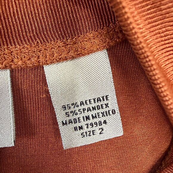 Chico's Travelers Size 2 Large Burnt Sienna Mock Neck Cap Sleeve Top Blouse - Picture 5 of 15